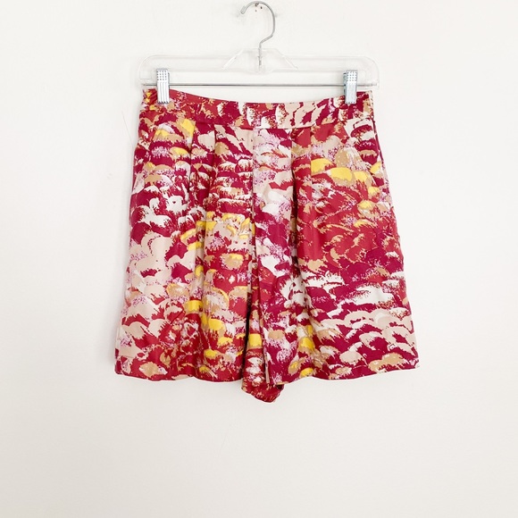 Tibi Silk pink Watercolor colorful shorts skort 6 - Picture 1 of 9